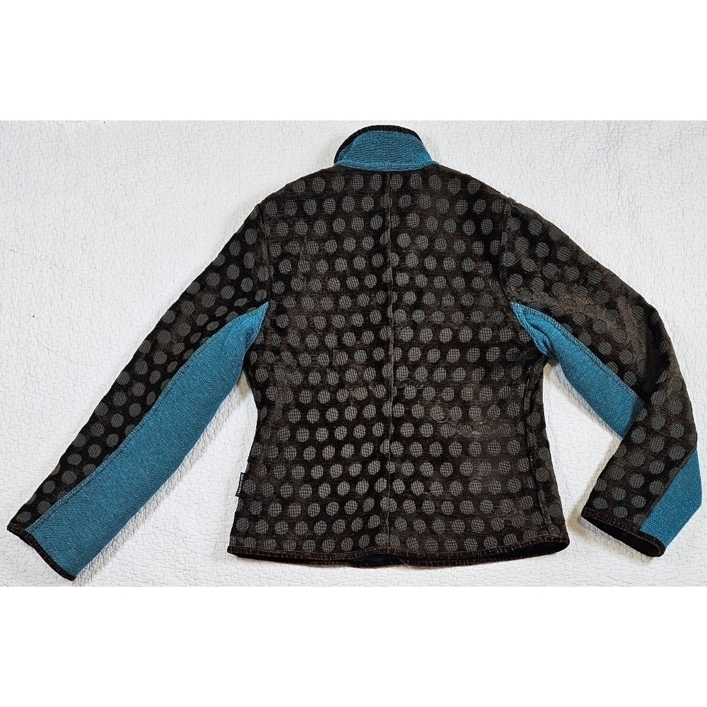 Khangura Reversible Tapestry Brown and Blue Polka Dot Blazer Jacket - Picture 3 of 11